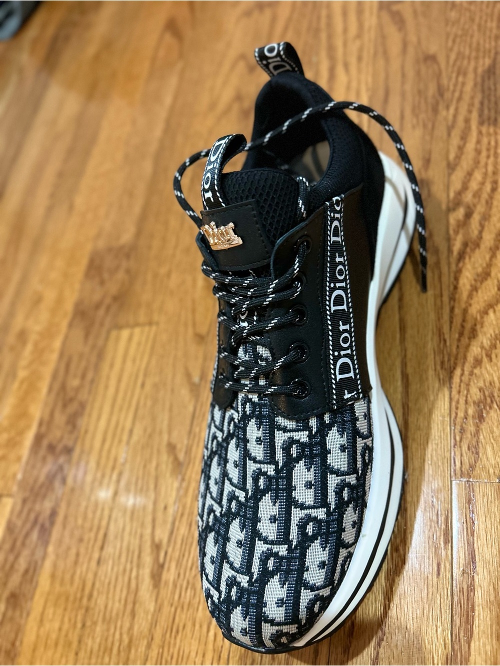 Dior Black and White Oblique Knit Runner Sneaker